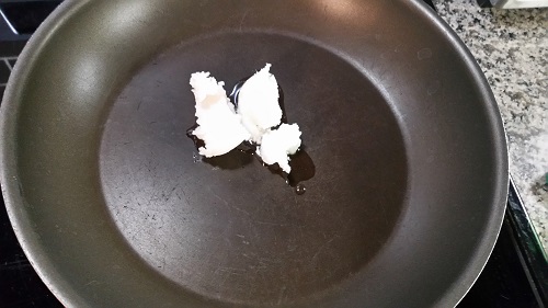 heat coconut oil in a pan