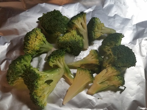 cut broccoli and wrap in foil